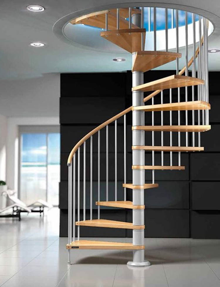 Mẫu cầu thang xoắn ốc giúp tiết kiệm tối đa diện tích thiết kế của ngôi nhà bạn.